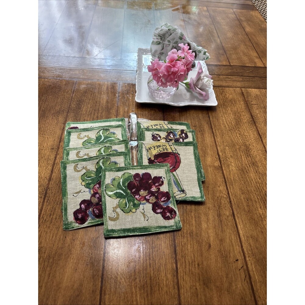 Vintage  pottery barn cocktail , Under wine Glass  Coaster Set Of 8